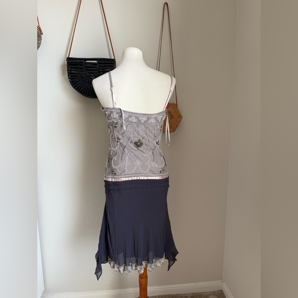Vintage Cache Grey Sequin Drop Waist Dress, Size 6 - Picture 5 of 6